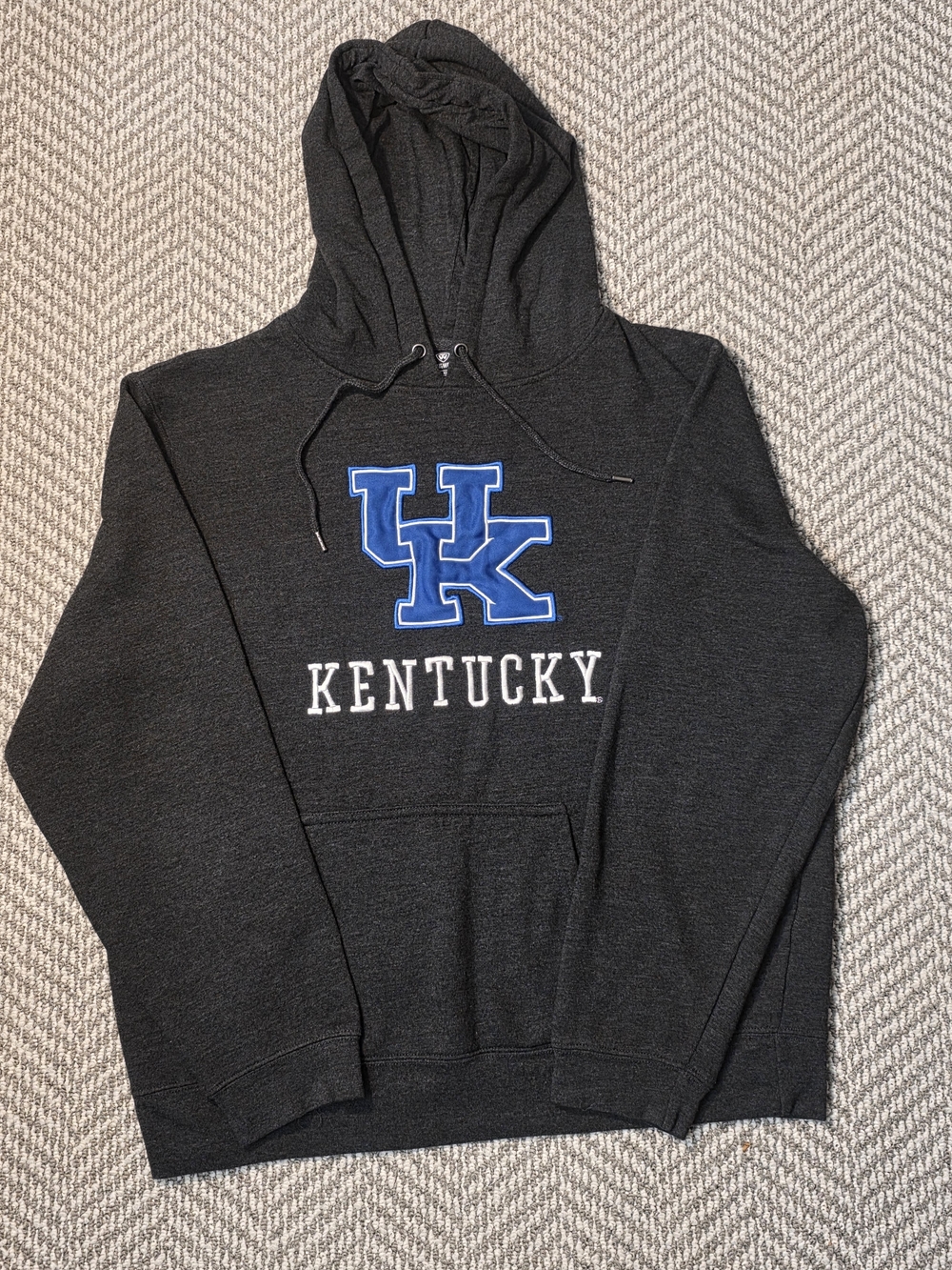 Top of the World Charcoal Hoodie with Blue UK Logo and White Kentucky Text